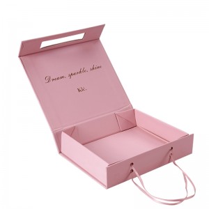 Embalaje personalizado Caja de regalo de cartón de papel liso magnético grande de oro rosa de lujo plegable
